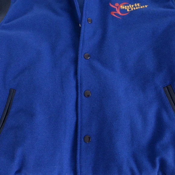 Vintage  Varsity Navy Spirit Cheer 15% Wool Button Down Varsity Bomber Jacket S - Picture 7 of 12